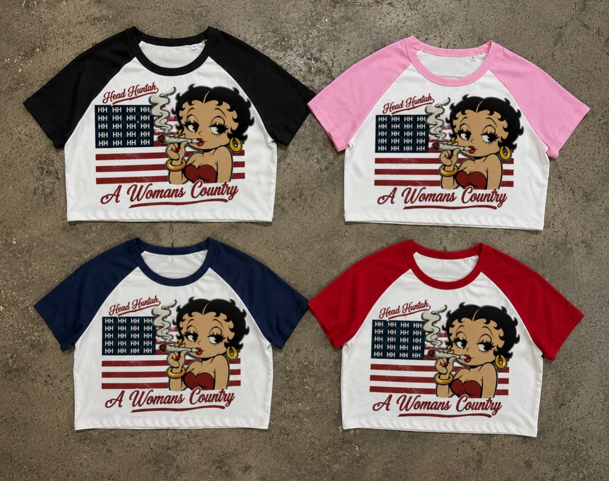 “A Woman Country” Raglan Baby Tee